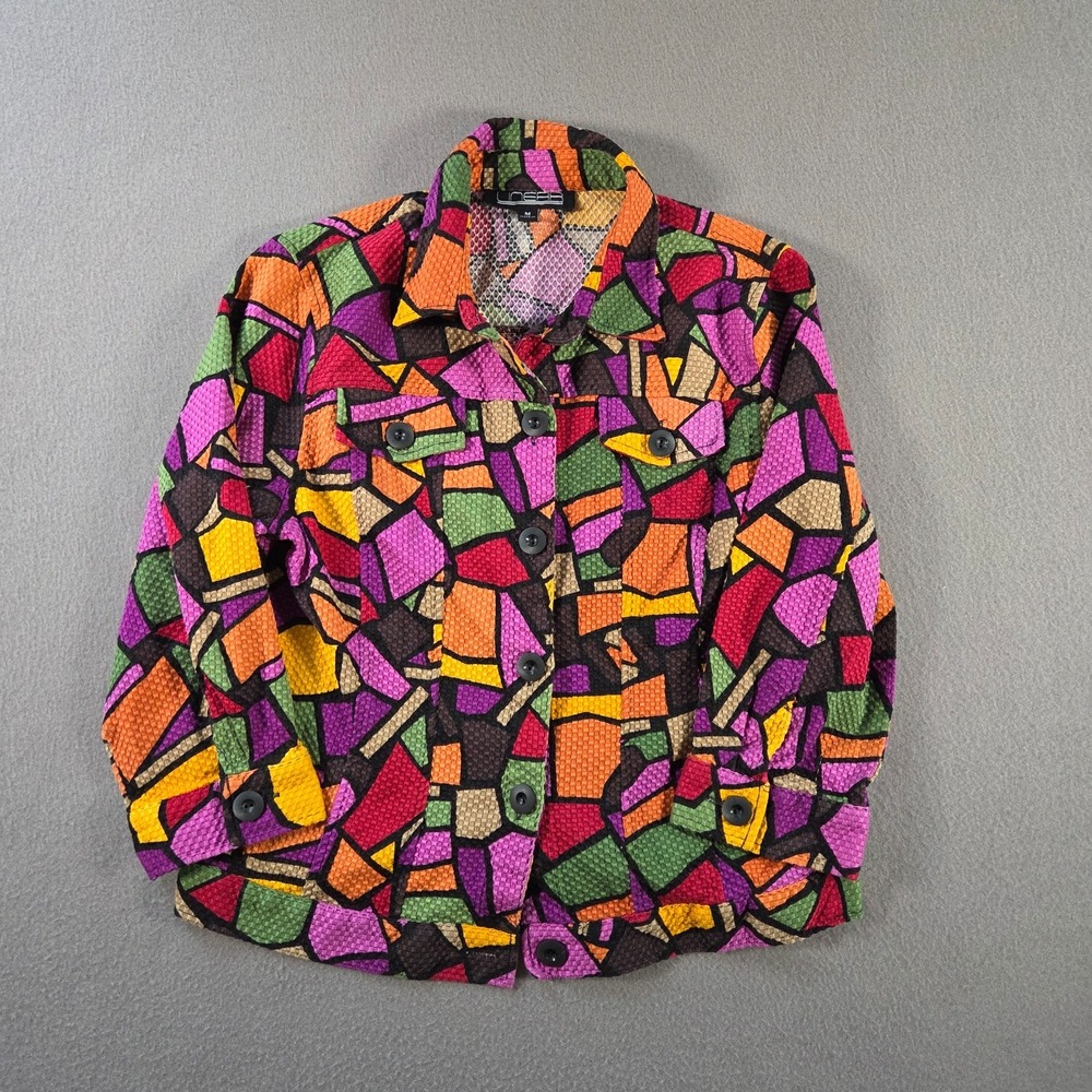 Vintage Linear Jacket Womens Medium Multicolor Geometric Mosais Art to Wear
